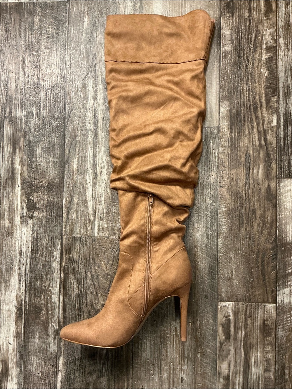 BCBGeneration Tan Slouch Over-the-Knee Stiletto Boots Size 8.5 - Picture 11 of 16